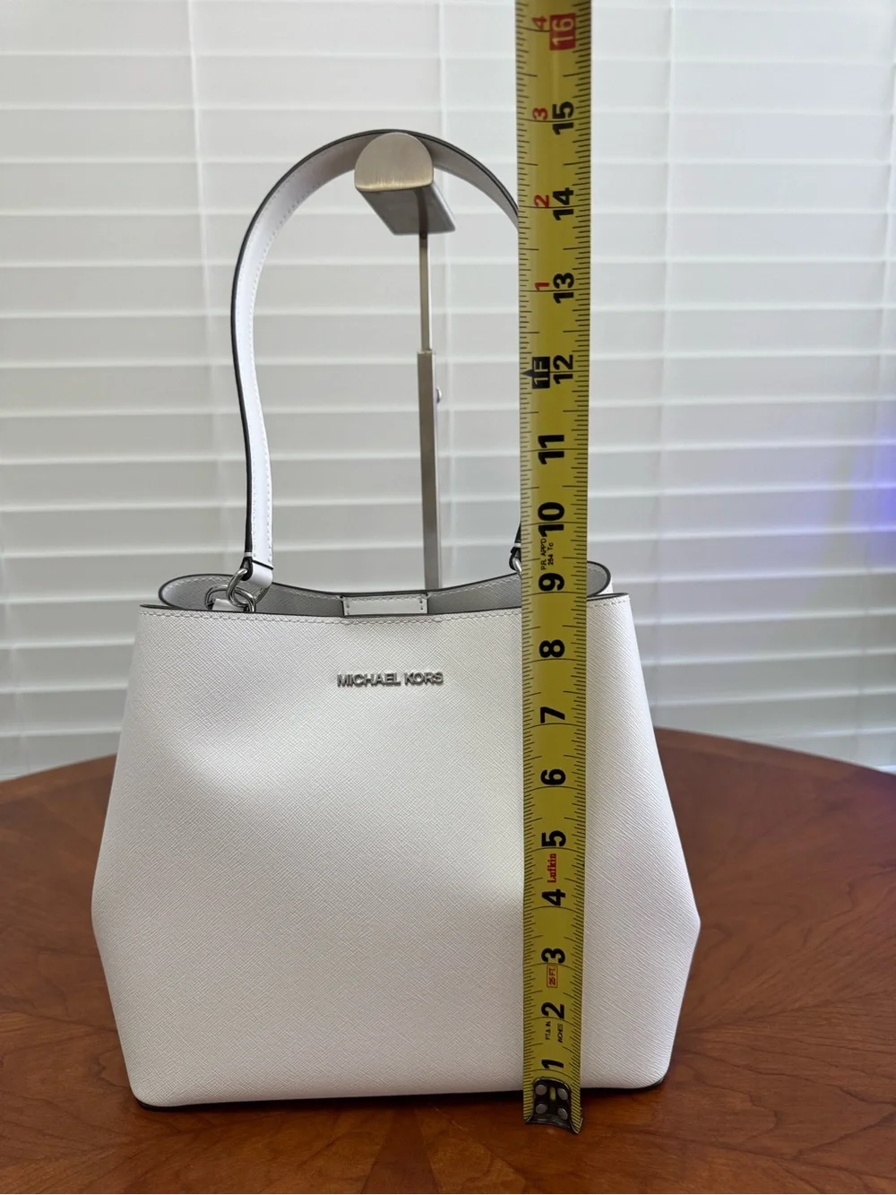 Michael Kors White Saffiano Leather Shoulder Bag